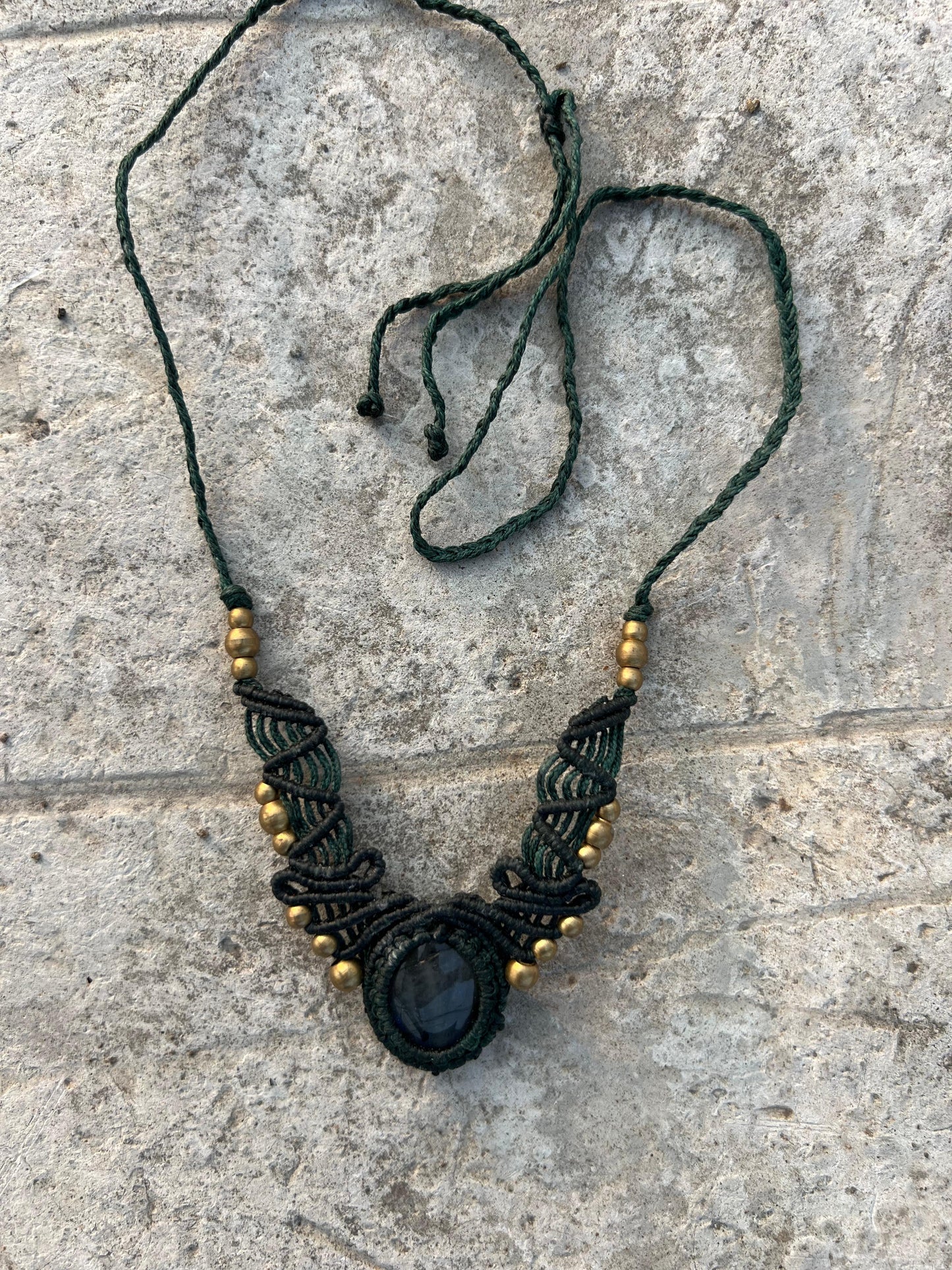 Sapphire Crest Macrame Necklace