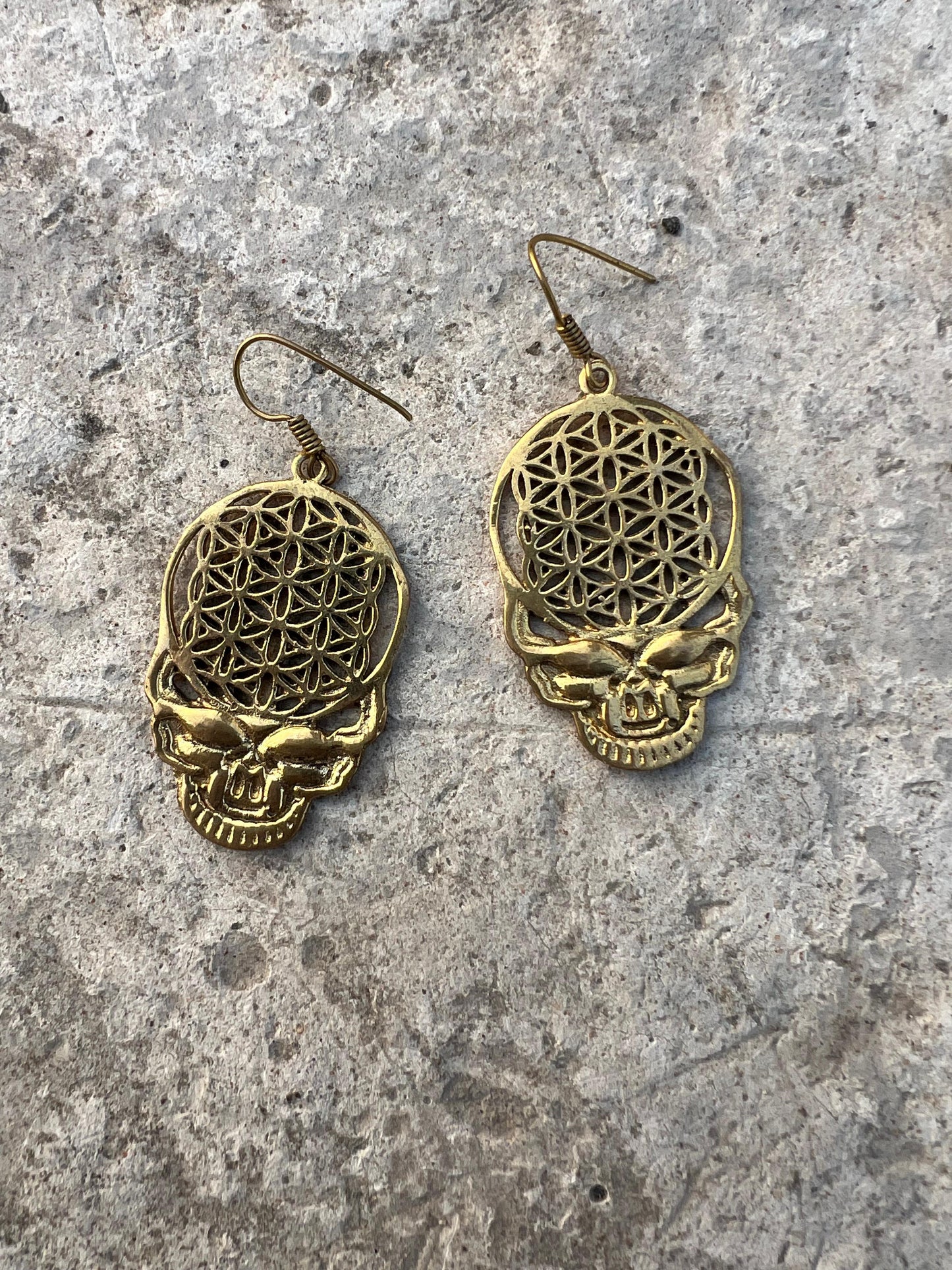 Skulled Flower Of Life Earring