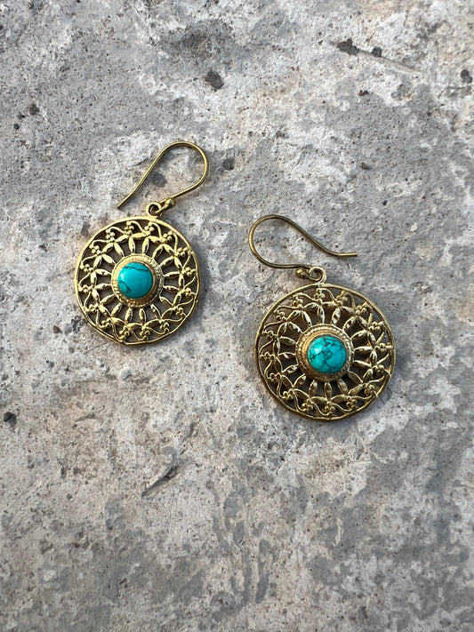 Turqouis Mandala Earring