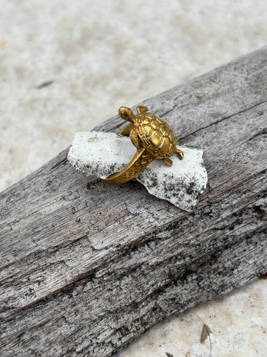 Turtle Charm Ring